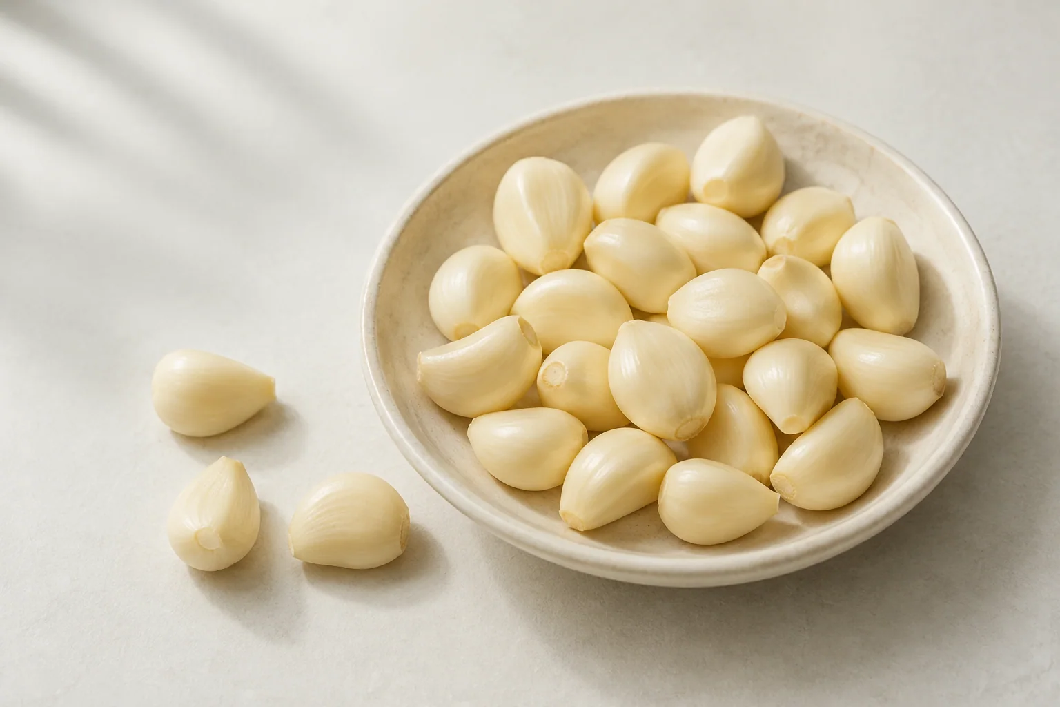 Peeled ivory garlic cloves